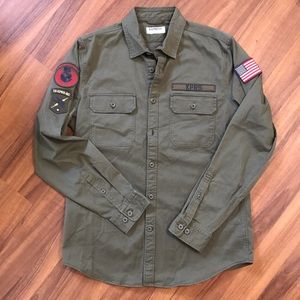 Express Military Green Button Down Shirt
